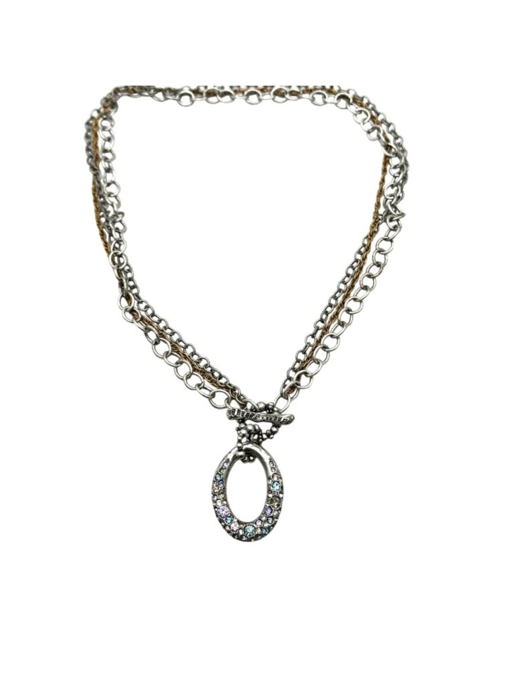 Patricia Locke Multicolor Swarovski Crystal Silver Tone Pendant Necklace 20 Inch